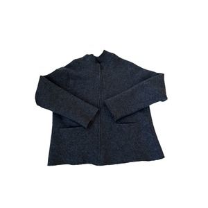 Eileen Fisher Wool Blue‎ Zip Up Blazer Sweater